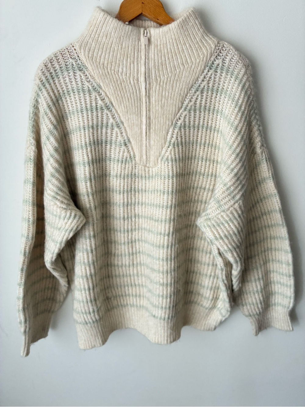 Mango Sweater Women’s 2XL Striped Half Zip High Neck Oversized Dorin Jumper